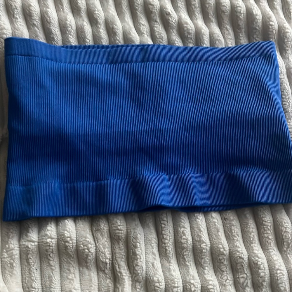 Aerie ribbed tube top crop top tank top strapless sz small blue royal bl…